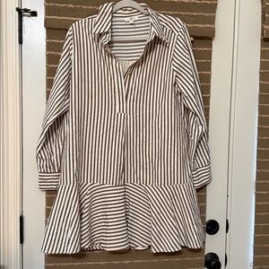 Striped Brown and White Womens Dress